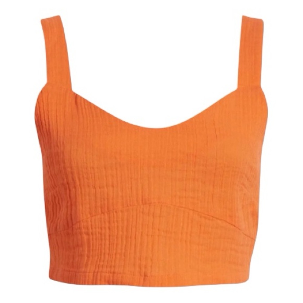 Rip Curl Premium Crop Tank Small Orange Double Weave Gauze Cotton